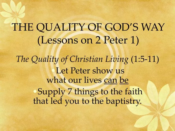 the quality of god s way lessons on 2 peter 1