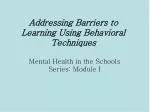 Learning Barriers with Behavioral Techniques in Schools - slide 1