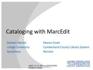 Cataloging with MarcEdit