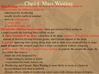 Chp14: Mass Wasting