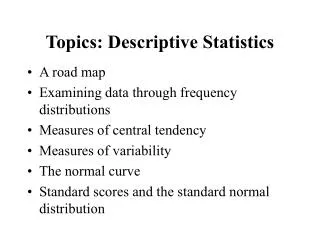 Topics: Descriptive Statistics