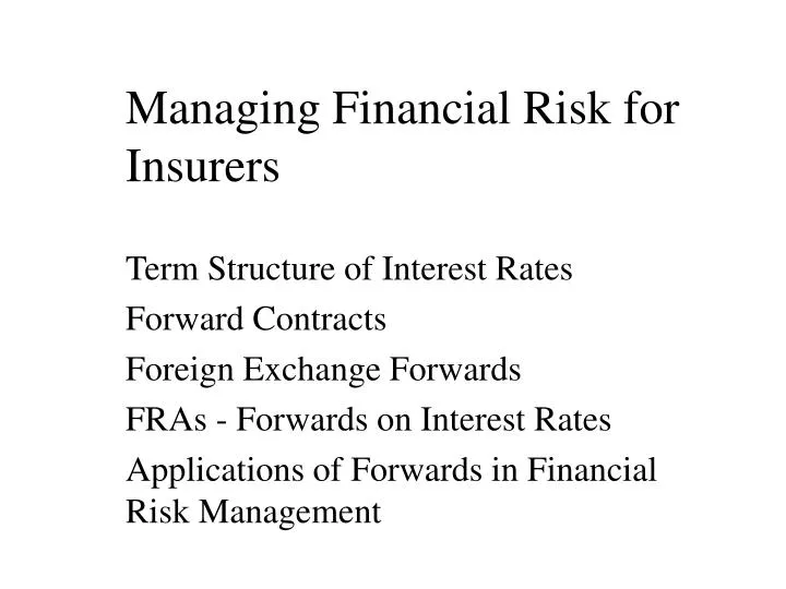 managing financial risk for insurers