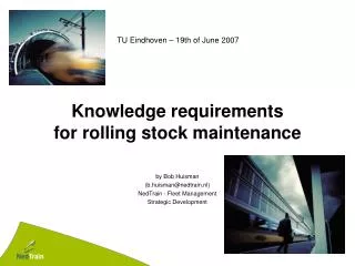 Knowledge requirements for rolling stock maintenance