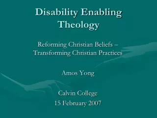 Disability Enabling Theology