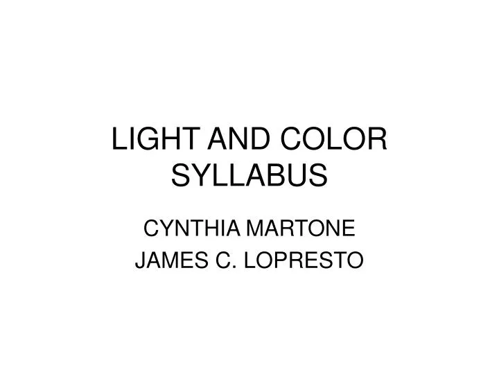 light and color syllabus