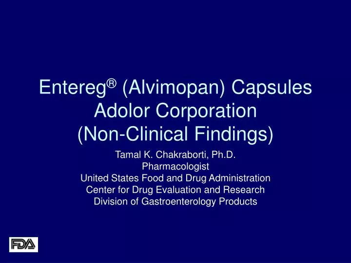 entereg alvimopan capsules adolor corporation non clinical findings