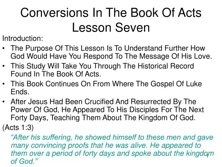 Ppt Conversions In The Book Of Acts Lesson Seven Powerpoint