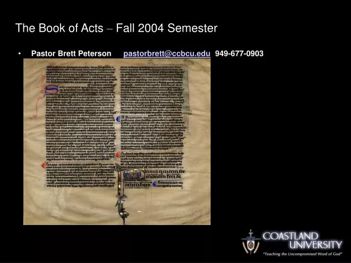 the book of acts fall 2004 semester