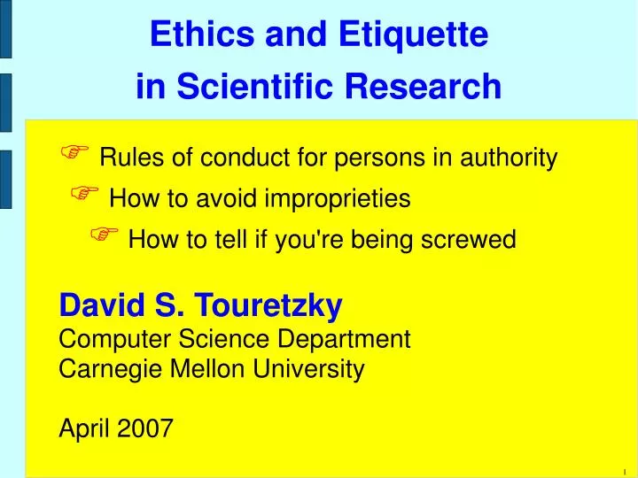 ethics and etiquette in scientific research