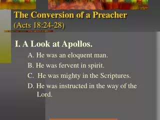 The Conversion of a Preacher (Acts 18:24-28)