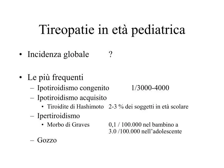 tireopatie in et pediatrica