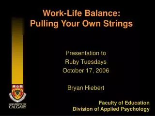 Work-Life Balance: Pulling Your Own Strings