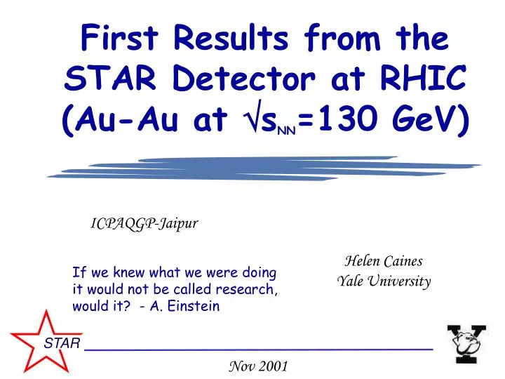 first results from the star detector at rhic au au at s nn 130 gev