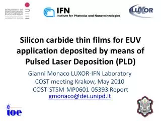 Silicon carbide thin films for EUV application deposited by means of Pulsed Laser Deposition (PLD)