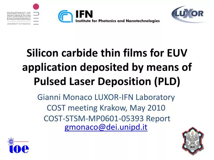 silicon carbide thin films for euv application deposited by means of pulsed laser deposition pld