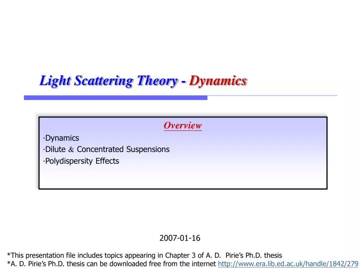 overview dynamics dilute concentrated suspensions polydispersity effects