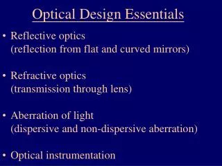 Optical Design Essentials