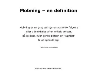 Mobning – en definition