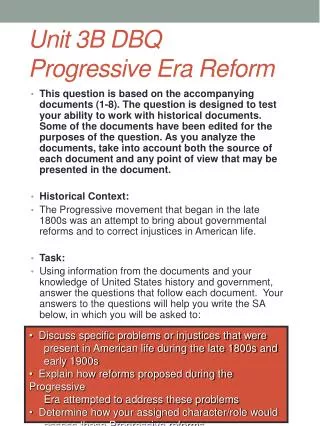 Unit 3B DBQ Progressive Era Reform