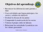Objetivos del aprendizaje - slide 1