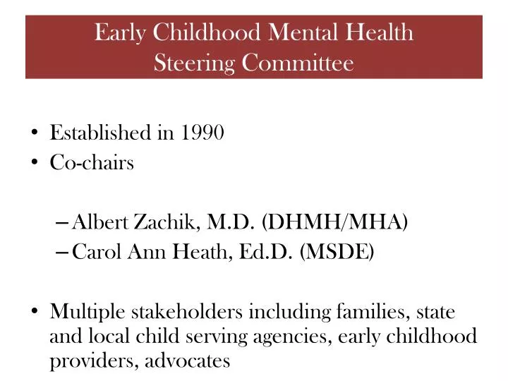 early childhood mental health steering committee