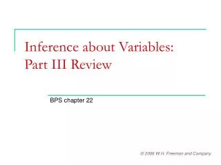 Inference about Variables: Part III Review