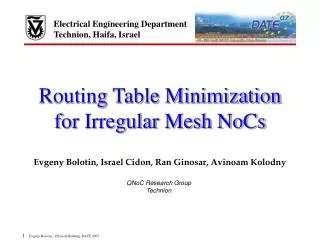 Routing Table Minimization for Irregular Mesh NoCs