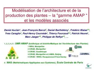 Modélisation de l’architecture et de la production des plantes – la &quot; gamme AMAP &quot; et les modèles associés