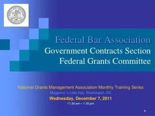 Federal Bar Association Government Contracts Section Federal Grants Committee