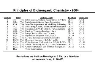 Principles of Bioinorganic Chemistry - 2004