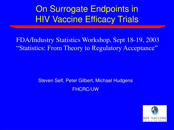 on surrogate endpoints in hiv vaccine efficacy trials