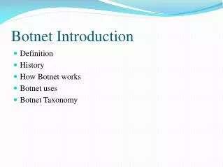 Botnet Introduction