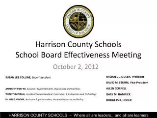 Harrison County Schools School Board Effectiveness Meeting