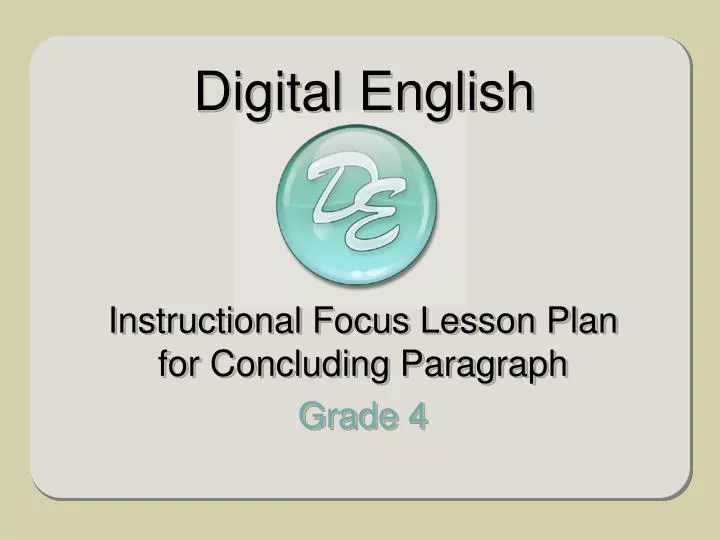 instructional focus lesson plan for concluding paragraph grade 4