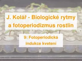 J. Kolář - Biologické rytmy a fotoperiodizmus rostlin