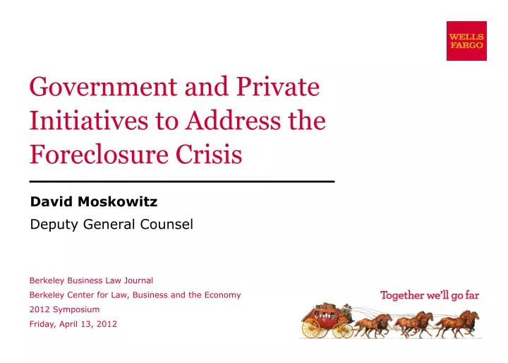 government and private initiatives to address the foreclosure crisis