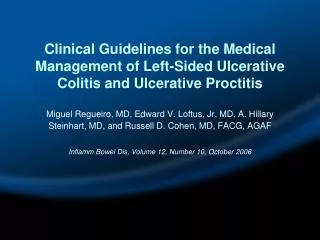 Clinical Guidelines for the Medical Management of Left-Sided Ulcerative Colitis and Ulcerative Proctitis