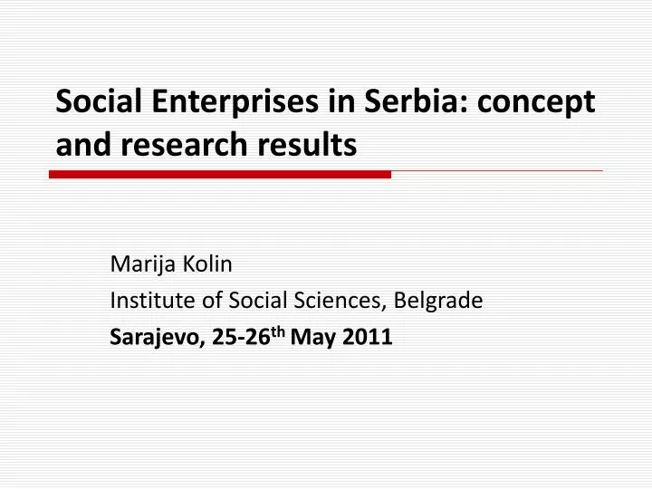 social enterprises in serbia concept and research results