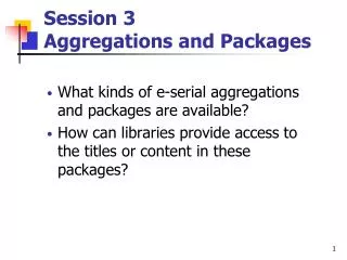 Session 3 Aggregations and Packages