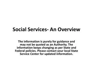 Social Services- An Overview