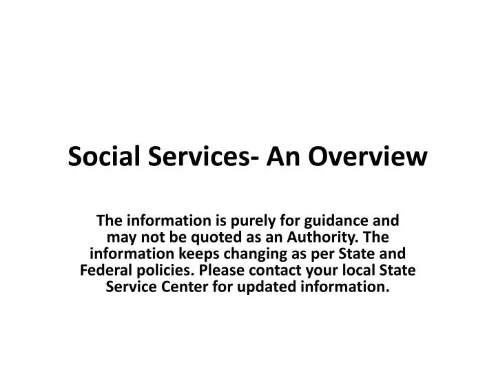 social services an overview