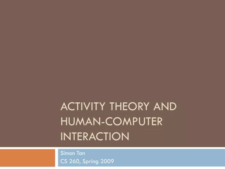 activity theory and human computer interaction