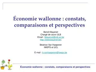 Économie wallonne : constats, comparaisons et perspectives