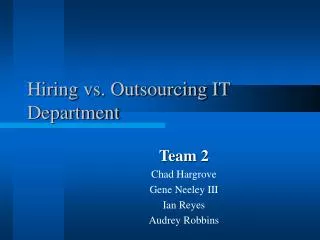 Hiring vs. Outsourcing IT Department