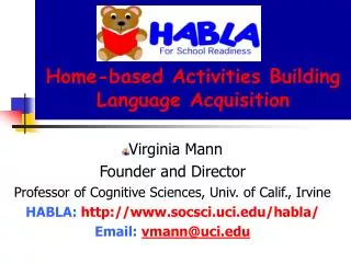 Home-based Activities Building Language Acquisition