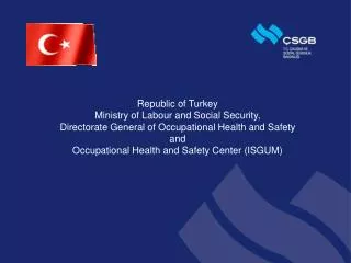 Republic of Turkey Ministry of Labour and Social Security, Directorate General of Occupational Health and Safety and