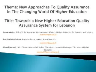 Bassem Kaissi, PhD – VP for Academic &amp; International Affairs – Modern University for Business and Science bkaissi