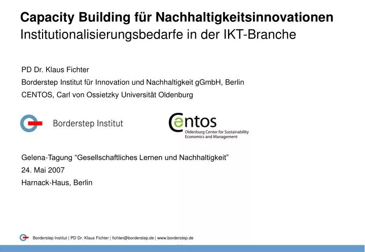 capacity building f r nachhaltigkeitsinnovationen institutionalisierungsbedarfe in der ikt branche