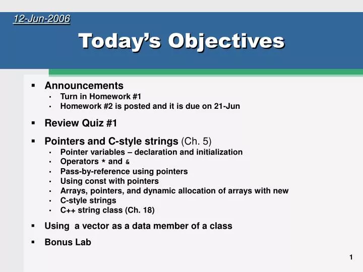 today s objectives