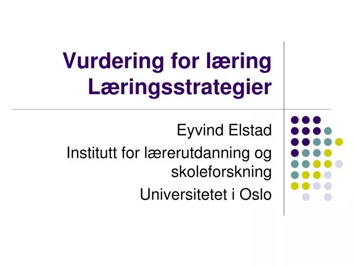 vurdering for l ring l ringsstrategier